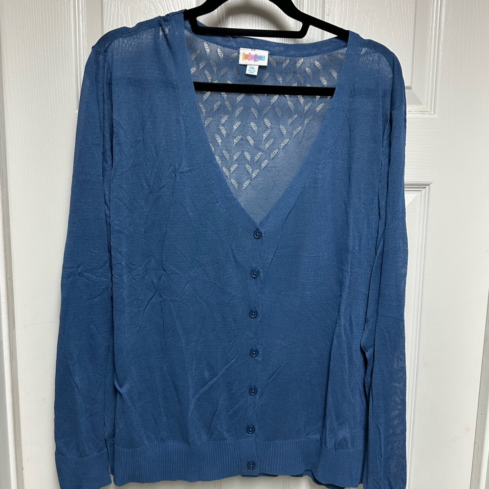 LuLaRoe Cheryl Cardigan blue 2xl. Brand new